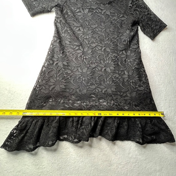 Style & Co. Vintage Y2K Black Lace Sheer Dress Floral Black Medium Midi - Picture 16 of 16